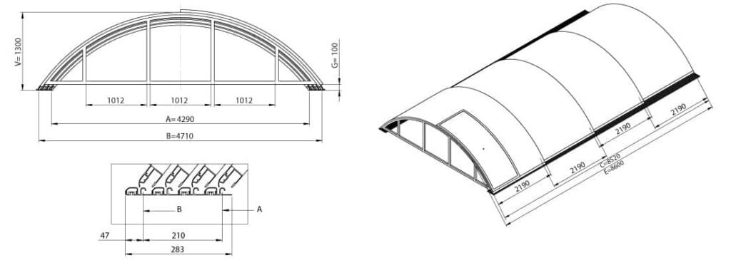 Zadaszenie Klasik Clear B 8,60 x 4,29 x 1,30 ALBIXON
