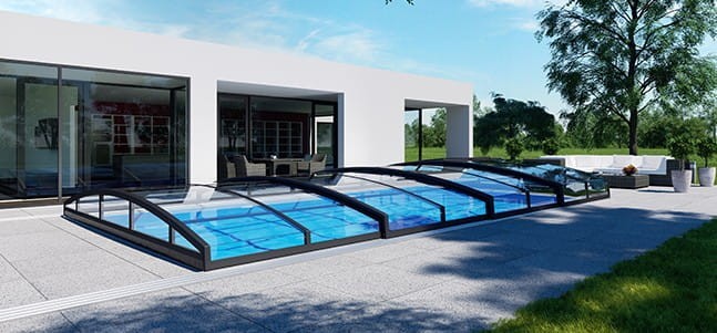 Niskie Zadaszenie na basen Casablanca Infinity B 8,6 x 4,5 x 0,7 ALBIXON BOX poliwęglan lity