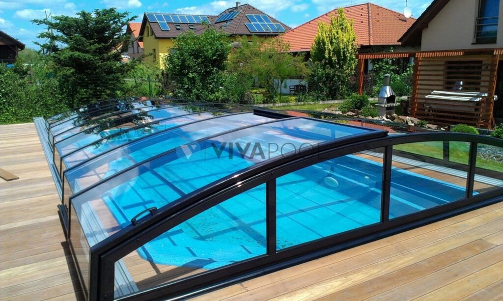 Niskie Zadaszenie na basen Casablanca Infinity B 8,6 x 4,5 x 0,7 ALBIXON BOX poliwęglan lity