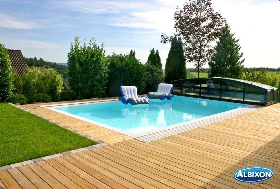 Niskie Zadaszenie na basen Casablanca Infinity B 8,6 x 4,5 x 0,7 ALBIXON BOX poliwęglan lity