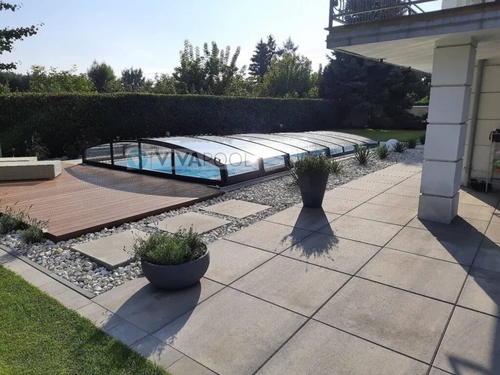 Zadaszenie basenowe CASABLANCA 12,83 x 5,25 x 0,80 poliwęglan lity pokrywa na basen elegancka