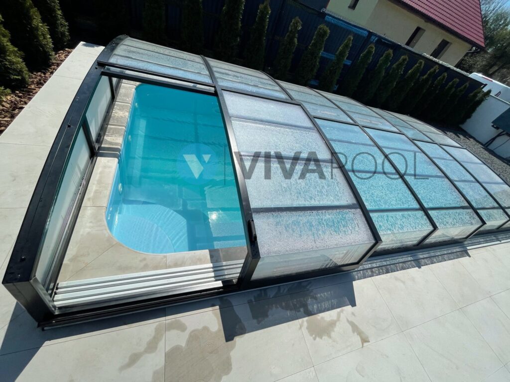 Zadaszenie basenowe CASABLANCA 15,37 x 5,50 x 0,95 poliwęglan lity pokrywa na basen elegancka