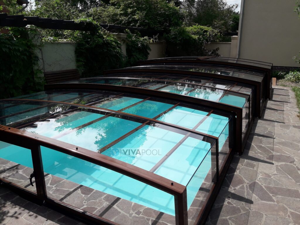 Zadaszenie basenowe 15,37 x 6,00 x 0,90 eleganckie PRESTIGE R1 z jedną prowadnicą PC lity