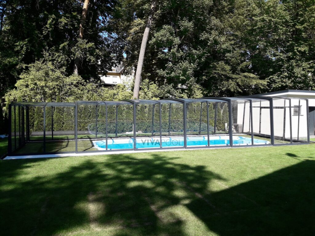 Eleganckie zadaszenie 12,83 x 5,00 x 2,50 basenowe wysokie CASABLANCA XL poliwęglan lity pokrywa basenowa hala basenowa
