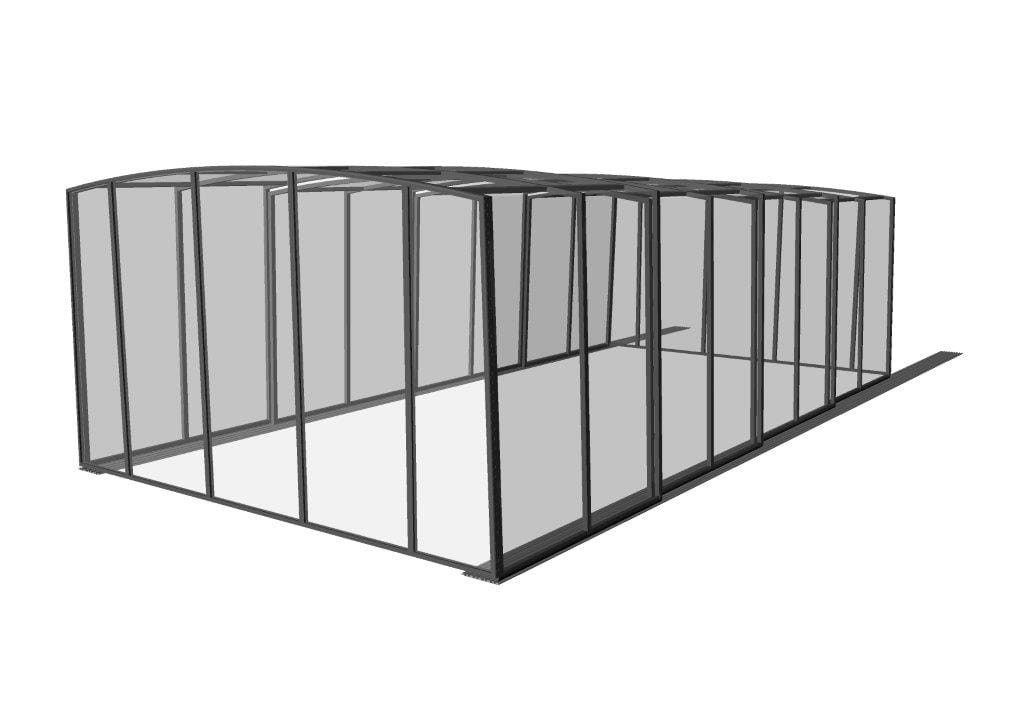 Eleganckie zadaszenie 10,83 x 4,75 x 2,40 basenowe wysokie CASABLANCA XL poliwęglan lity pokrywa basenowa hala basenowa