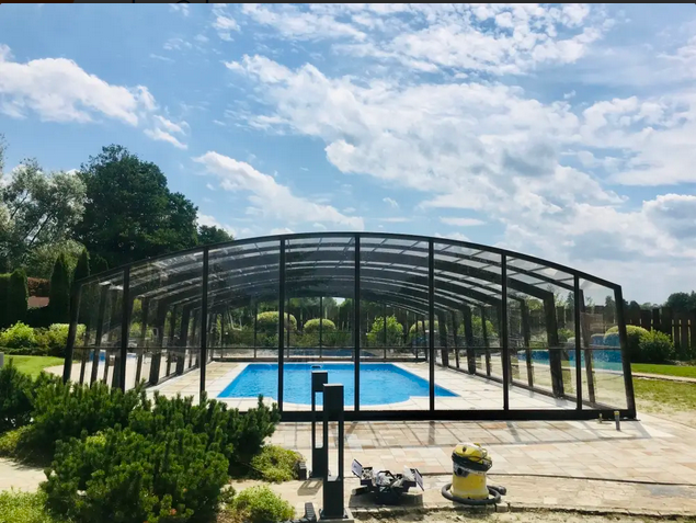 Eleganckie zadaszenie 9,0 x 4,00 x 2,25 basenowe wysokie CASABLANCA XL poliwęglan lity pokrywa basenowa hala basenowa jacuzzi