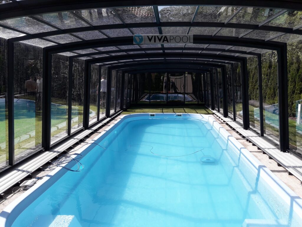 Eleganckie zadaszenie 9,0 x 4,00 x 2,25 basenowe wysokie CASABLANCA XL poliwęglan lity pokrywa basenowa hala basenowa jacuzzi