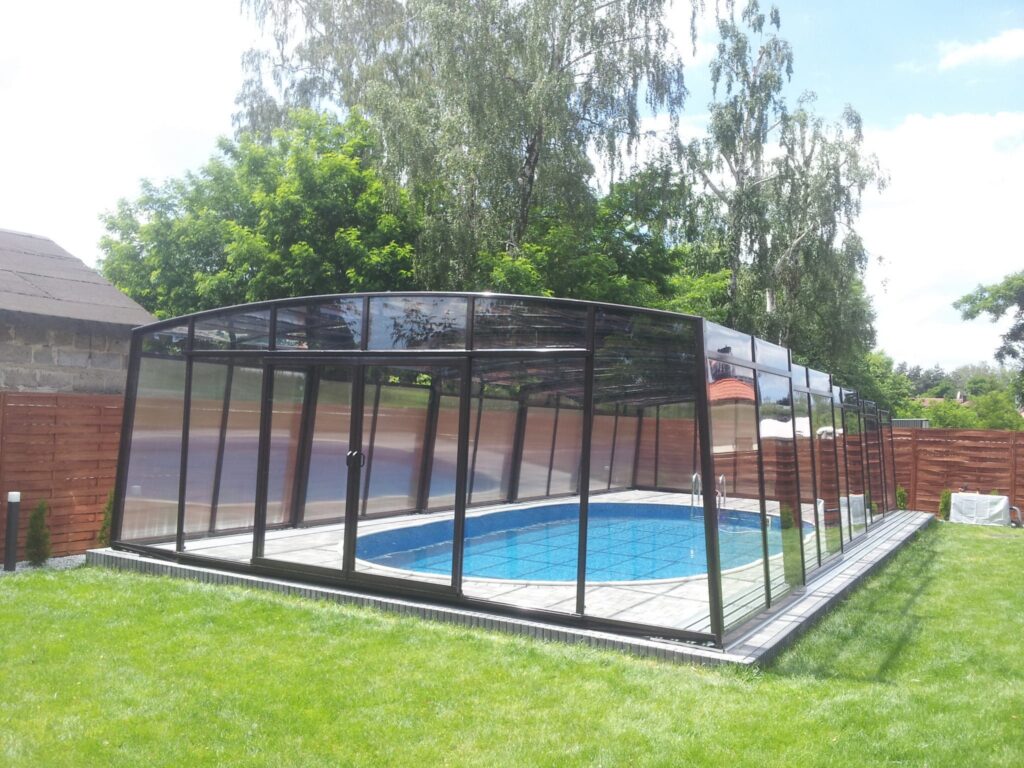 Eleganckie zadaszenie 9,0 x 4,00 x 2,25 basenowe wysokie CASABLANCA XL poliwęglan lity pokrywa basenowa hala basenowa jacuzzi