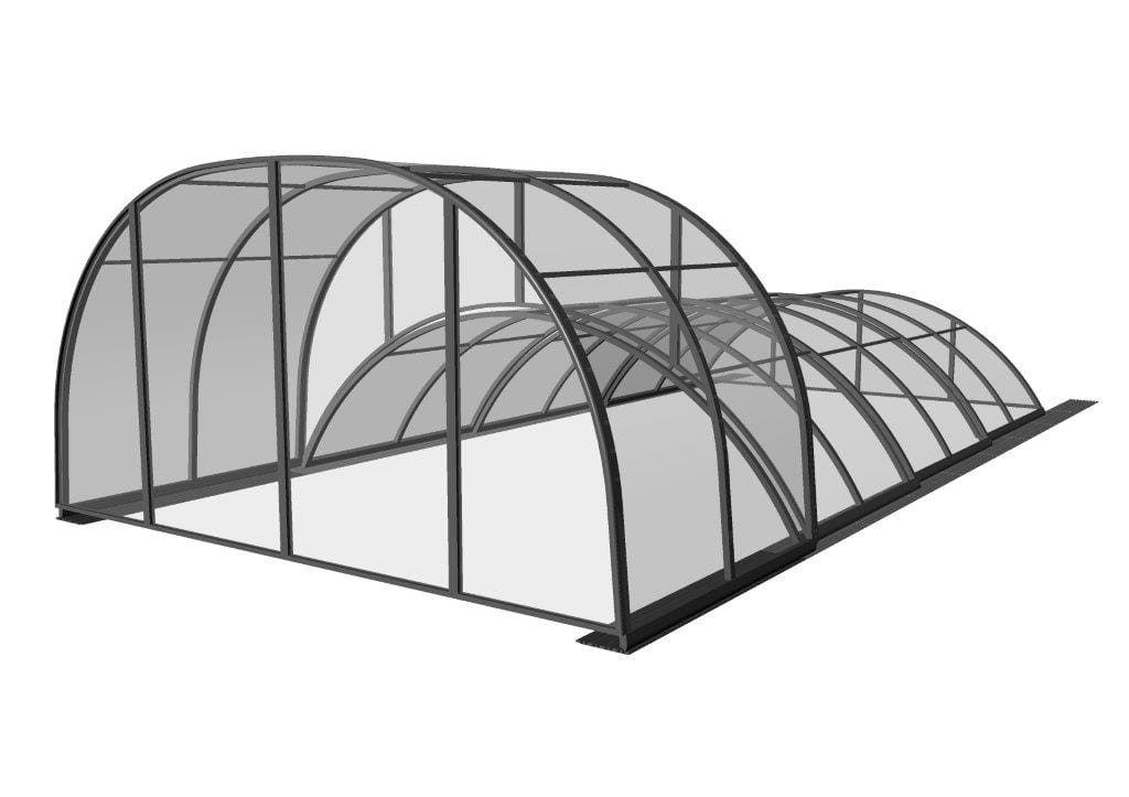 Zadaszenie basenowe DUO Klasik 10.29 x 4,75 x 2,40 poliwęglan lity wysokie