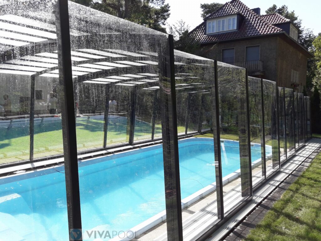 Eleganckie zadaszenie 8,69 x 3,75 x 2,20 basenowe wysokie CASABLANCA XL poliwęglan lity pokrywa basenowa hala basenowa jacuzzi