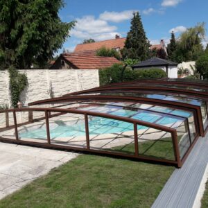 Nowoczesne zadaszenie 15,37 x 6,00 x 0,95 na basen CASABLANCA R1 z jedną szyną poliwęglan lity